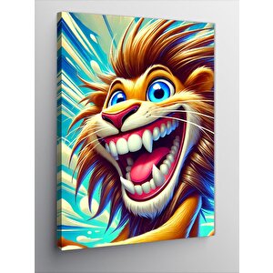 Kanvas Tablo Renkli Gülen Yüz Aslan 70x100 cm