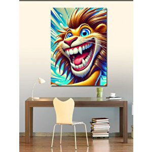 Kanvas Tablo Renkli Gülen Yüz Aslan 70x100 cm