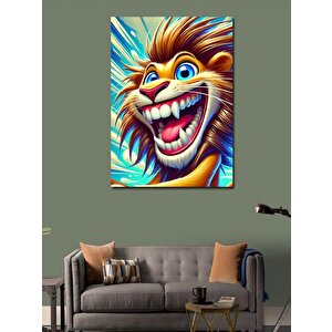 Kanvas Tablo Renkli Gülen Yüz Aslan 70x100 cm