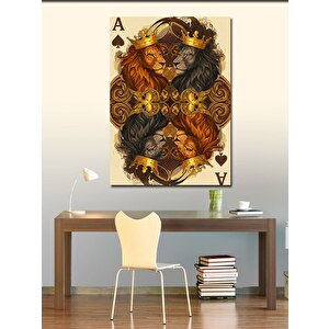Kanvas Tablo Aslan Temalı Oyun Kartı 100x140 cm