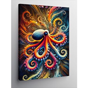 Kanvas Tablo Renkli Ahtapot Tasarımı 50x70 cm