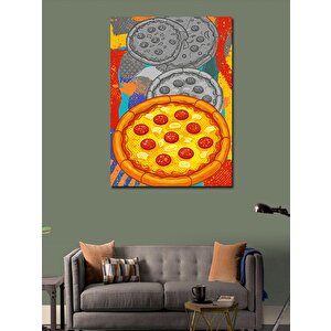 Kanvas Tablo Pepperoni Pizza Ve Renk Patlaması 100x140 cm