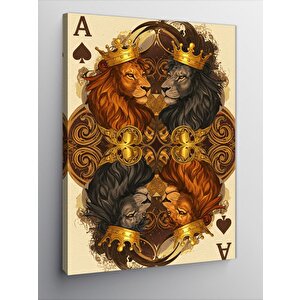 Kanvas Tablo Aslan Temalı Oyun Kartı 50x70 cm