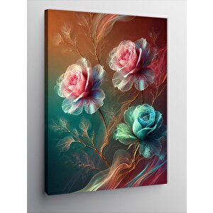 Kanvas Tablo Pembe Ve Mavi Güller 70x100 cm