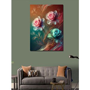 Kanvas Tablo Pembe Ve Mavi Güller 70x100 cm