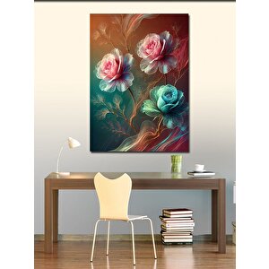 Kanvas Tablo Pembe Ve Mavi Güller 100x140 cm