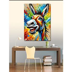 Kanvas Tablo Renkli Gülen Eşek 70x100 cm