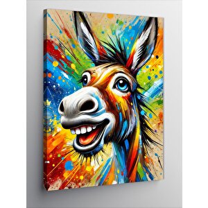 Kanvas Tablo Renkli Gülen Eşek 100x140 cm