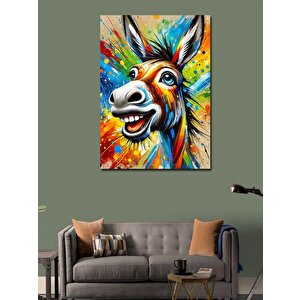 Kanvas Tablo Renkli Gülen Eşek 100x140 cm