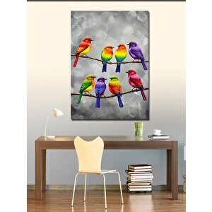 Kanvas Tablo Renkli Kuşlar Çizimi 70x100 cm