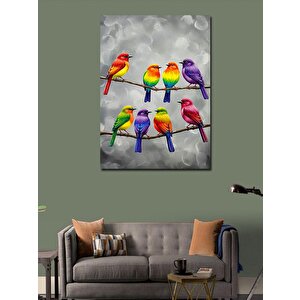 Kanvas Tablo Renkli Kuşlar Çizimi 70x100 cm