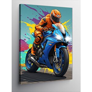Kanvas Tablo Hızlı Motorcu 100x140 cm