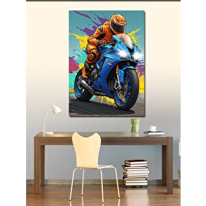 Kanvas Tablo Hızlı Motorcu 100x140 cm