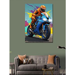 Kanvas Tablo Hızlı Motorcu 100x140 cm