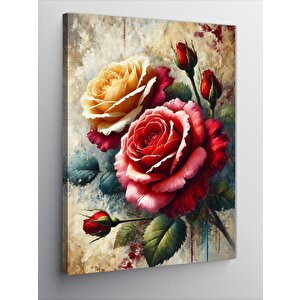 Kanvas Tablo Kırmızı Ve Sarı Güller 50x70 cm