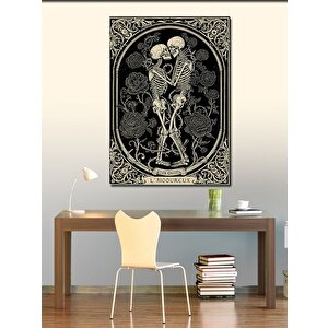 Kanvas Tablo Kafatası Ve İskelet Kartı 70x100 cm