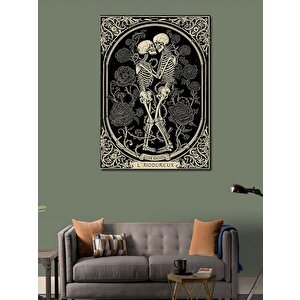 Kanvas Tablo Kafatası Ve İskelet Kartı 70x100 cm