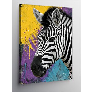 Kanvas Tablo Renkli Zebra 100x140 cm