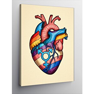 Kanvas Tablo Renkli Anatomik Kalp 100x140 cm