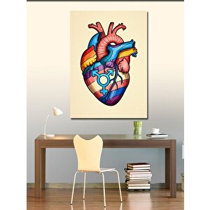 Kanvas Tablo Renkli Anatomik Kalp 100x140 cm