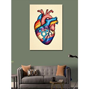 Kanvas Tablo Renkli Anatomik Kalp 100x140 cm