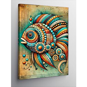 Kanvas Tablo Soyut Renkli Balık 70x100 cm