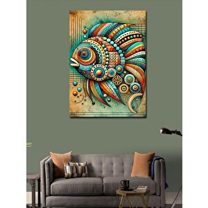 Kanvas Tablo Soyut Renkli Balık 70x100 cm