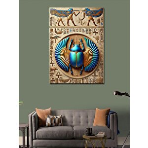 Kanvas Tablo Mısır Mavi Böceği Sembolü 50x70 cm