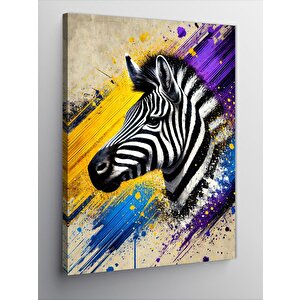 Kanvas Tablo Renkli Zebra Portresi 100x140 cm