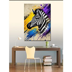 Kanvas Tablo Renkli Zebra Portresi 100x140 cm