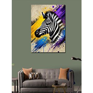 Kanvas Tablo Renkli Zebra Portresi 100x140 cm