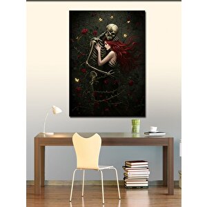 Kanvas Tablo Karanlıkta İskelet Ve Kadın 70x100 cm