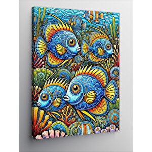 Kanvas Tablo Renkli Balık Deseni 100x140 cm