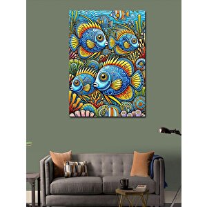Kanvas Tablo Renkli Balık Deseni 100x140 cm
