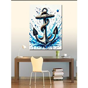 Kanvas Tablo Mavi Çapa Ve Sıçrayan Su 100x140 cm