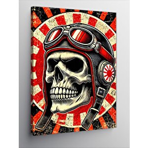 Kanvas Tablo Moto Kafatası İllüstrasyonu 70x100 cm