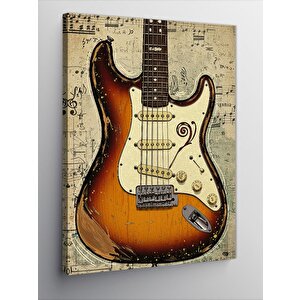 Kanvas Tablo Vintage Elektro Gitar 100x140 cm