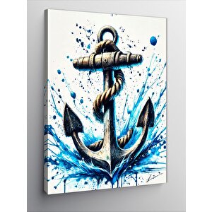 Kanvas Tablo Mavi Çapa Ve Sıçrayan Su 70x100 cm