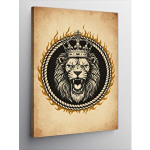 Kanvas Tablo Taçlı Aslan Sembolü 100x140 cm