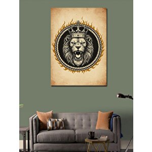 Kanvas Tablo Taçlı Aslan Sembolü 100x140 cm