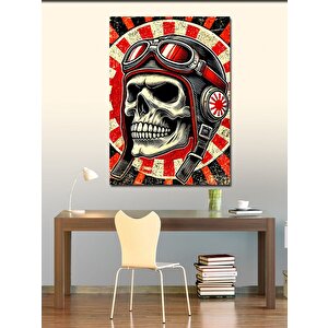 Kanvas Tablo Moto Kafatası İllüstrasyonu 50x70 cm