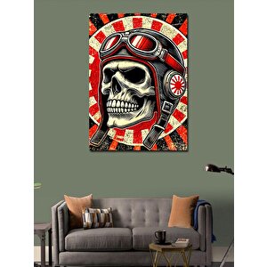 Kanvas Tablo Moto Kafatası İllüstrasyonu 50x70 cm