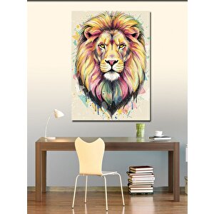 Kanvas Tablo Renkli Aslan Portresi 100x140 cm