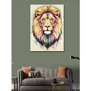 Kanvas Tablo Renkli Aslan Portresi 100x140 cm
