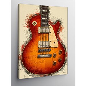 Kanvas Tablo Vintage Elektro Gitar Çizimi 70x100 cm