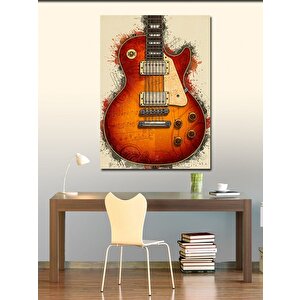 Kanvas Tablo Vintage Elektro Gitar Çizimi 70x100 cm