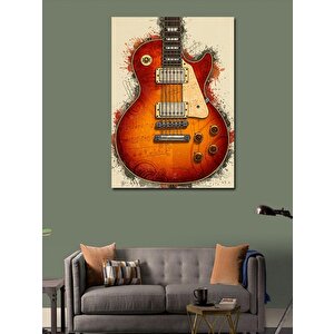 Kanvas Tablo Vintage Elektro Gitar Çizimi 70x100 cm