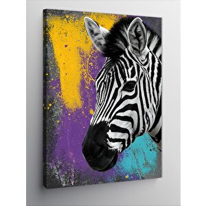 Kanvas Tablo Renkli Zebra Çizimi 70x100 cm