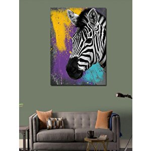 Kanvas Tablo Renkli Zebra Çizimi 70x100 cm