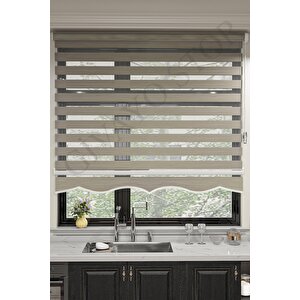 Sütlü Kahve Ithal Bambu Etek Dilimli Stor Zebra Perde 60x260 cm